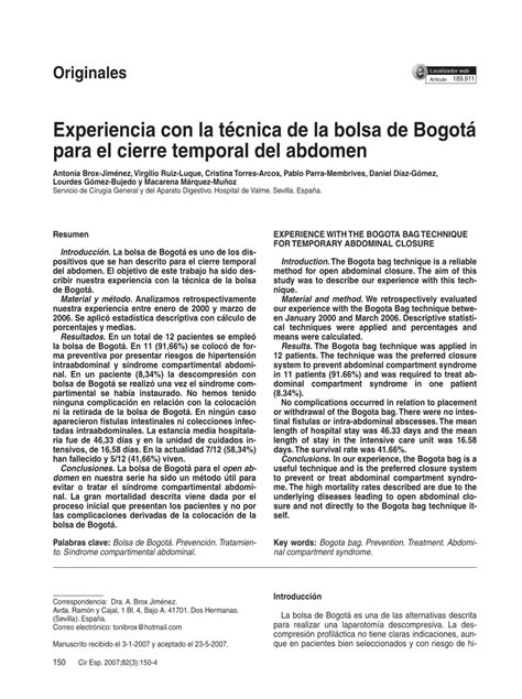 Experiencia con la técnica de la bolsa de Bogotá para el cierre .